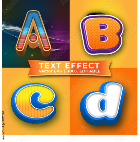 A bundle set of 3D style text effects consisting of 4 models