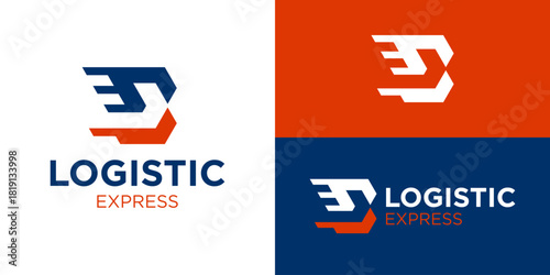 Creative simple logistic express logo template. Modern delivery service symbol, Expedition company logo design vector illustration.