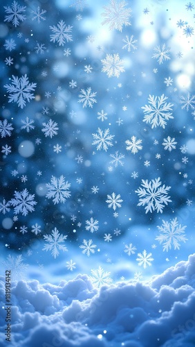 blue winter background with snowflakes