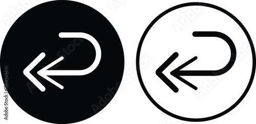 Send back icon set. Undo and reply signs. Return arrow symbols. Reverse Transaction Symbol. Delivery Return Symbols