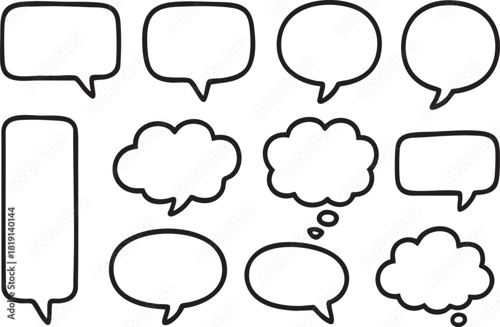 Fototapeta premium Set of comic speech bubbles vector illustration for chat and communication designs