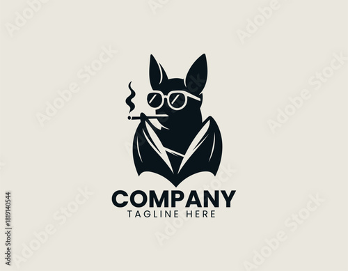 Cool Gothic bat mascot illustration wearing sunglasses, chain necklace, and cross pendant.