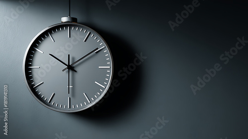 Wallpaper Mural “Modern Minimalist Wall Clock with Dark Metal Frame in Moody Lighting” Torontodigital.ca