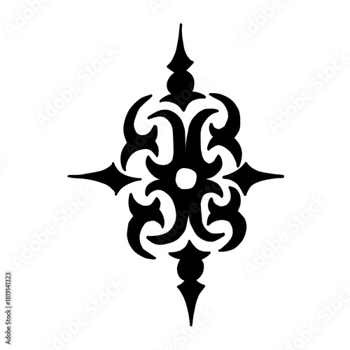 Edgy Gothic Ornamental Flourish Tattoo Style Vector
