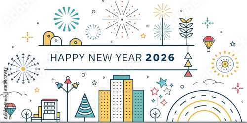 Minimalist graphic design announcing Welcome 2026 future event