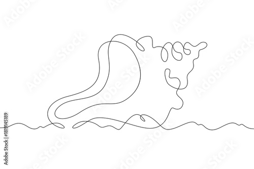 Continuous single line drawing beautiful sea shell .Linear . One continuous line isolated minimalist illustration. Not AI.