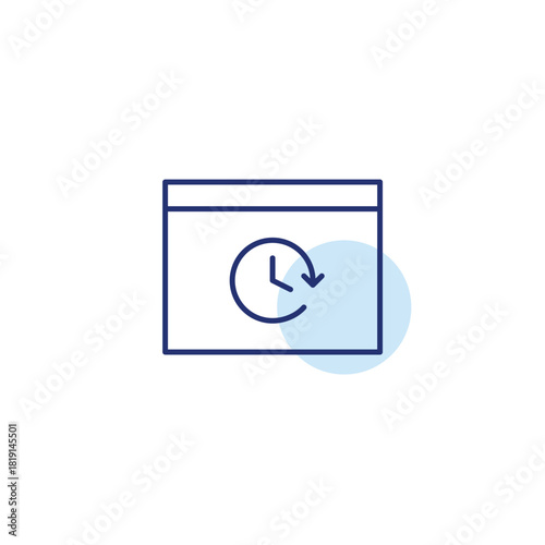 Scheduled content. Posts and updates. Clock on web page. Timed internet session. Pixel perfect, editable stroke vector icon
