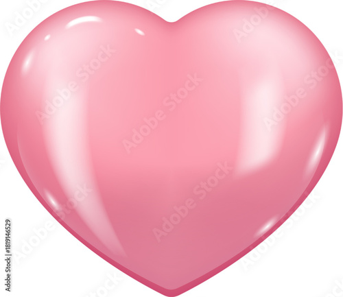 Pink Heart Vector Illustration of a Glossy, Three-Dimensional Love Symbol for Design Projects