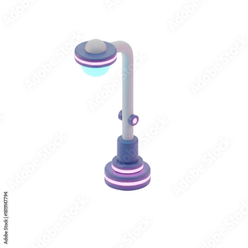 Futuristic Street Lamp 3D Model with Neon Accents