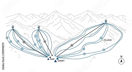 Ski Resort Map with Trails and Lifts ski map mountain