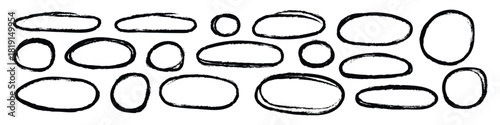Hand Drawn Black pen ellipses and circles to emphasize text notes icon vector. ovals and ellipses lines to highlight text symbol. vector illustration.