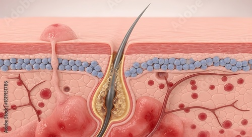 Folliculitis Anatomy: Inflamed Hair Follicle Close-Up