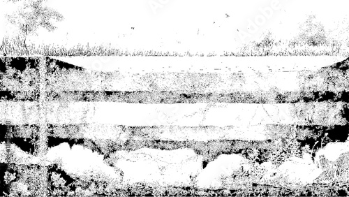 Stark distressed grunge texture background with high-contrast monochrome pattern isolated on transparent background, Vector, illustration