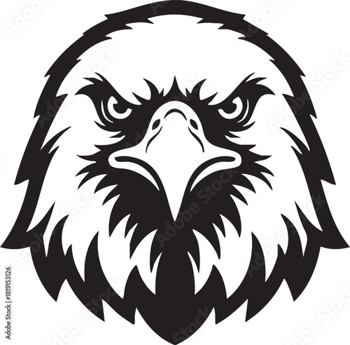Close-up illustration of a majestic eagle's face with a fierce gaze