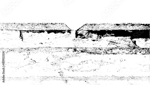 Abstract grunge distressed texture overlay background, black white pattern isolated on transparent background, Vector, illustration