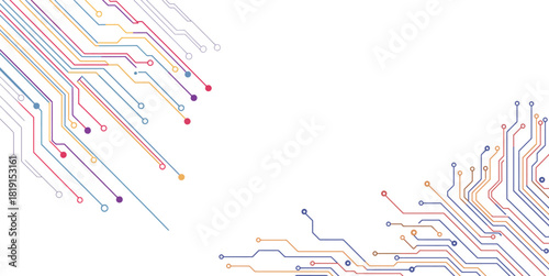 Colorful circuit board network background