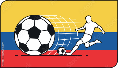 Colombia Soccer Flag Silhouette with Player and Ball