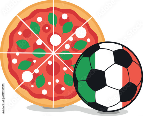 Italian Pizza and Soccer Ball Icon
