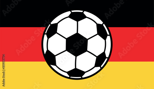 German Flag with Soccer Ball Icon - Vector Art