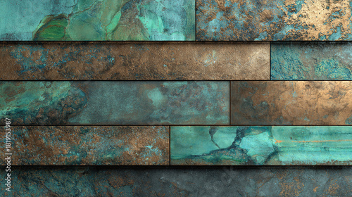An abstract and textured copper tiles that evokes a sense of both elegance and industrial charm