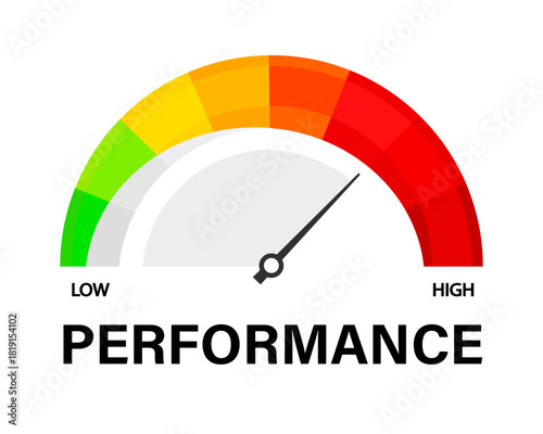 Performance level scale with an arrow. Vector isolated on white.