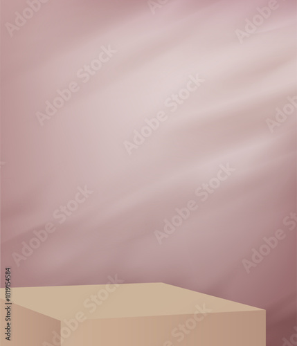 ackground product with shadow,light on pink wall studio room,Yellow podium display for cosmetic,beauty,Vector minimal clean design with empty couter for Valentine,Mother day sale