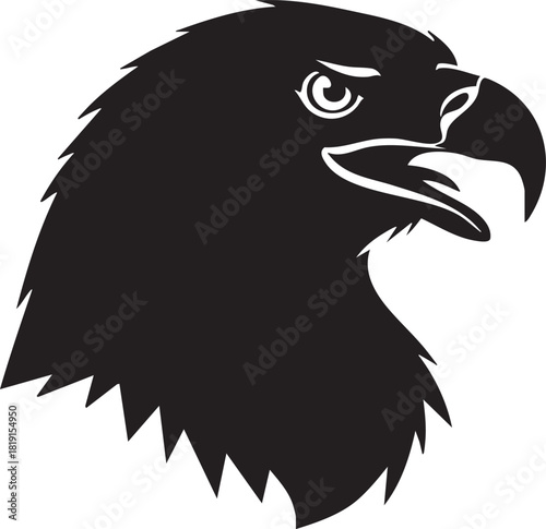 A majestic eagle's head profile illustration showcasing sharp beak and intense gaze