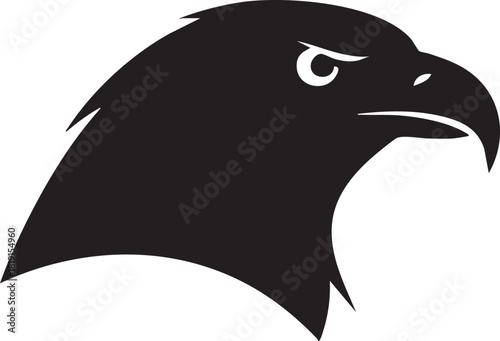 A majestic eagle's head is illustrated in profile with sharp focus on its beak and piercing gaze