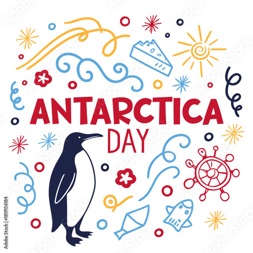 ANTARCTICA DAY vector illustration isolated on white background