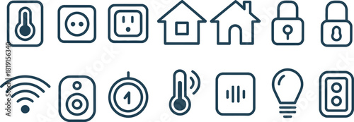 Line art smart home icons