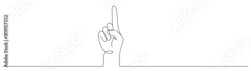 Human hand with index finger, continuous single-line drawing. Pointing gesture of a hand drawing a single line. Finger instruction concept, vector illustration. Editable line