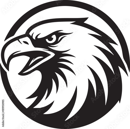 Wallpaper Mural A detailed illustration of an eagle's head in a circular frame Torontodigital.ca