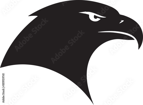 Silhouette profile of a powerful eagle's head with a sharp beak and determined eye, symbolizing freedom and strength