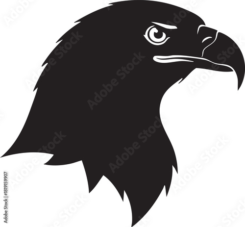 A silhouette of an eagle's head profile, with its sharp beak and piercing eye, conveying strength and freedom
