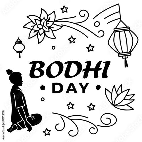 BODHI DAY vector illustration isolated on white background