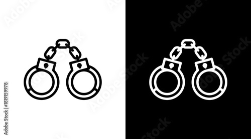 Handcuffs  White Icon Set Design
