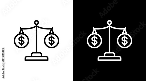 Scale With Dollar  White Icon Set Design