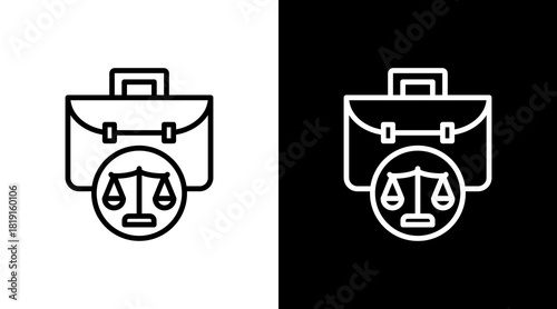 Briefcase With Scales  White Icon Set Design