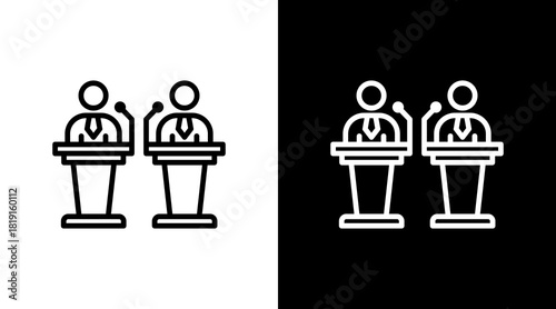 Debate Podium  White Icon Set Design