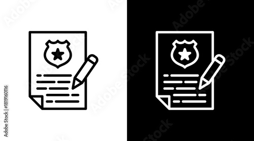 Crime Report  White Icon Set Design