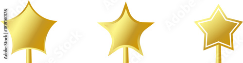 Star Tree Topper isolated on white background. Gold Christmas star set. Vector PNG JPG