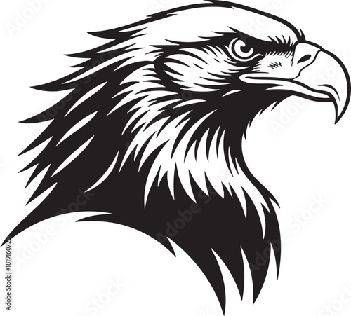 Majestic Eagle Head Silhouette A Symbol of Freedom and Power, Rendered in Stark Black and White