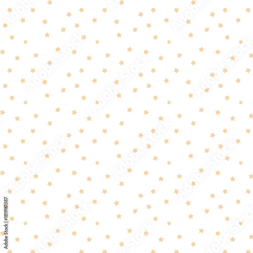 A minimal seamless pattern of small soft beige stars scattered across a clean white background, creating a light cozy festive look.