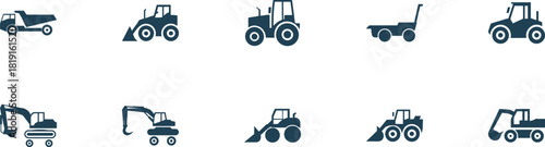 Construction vehicle silhouettes