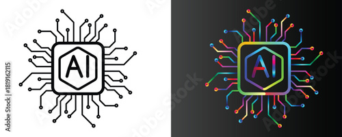 Modern AI concept with vibrant circuit design and clean lines perfect for tech and innovation projects.
