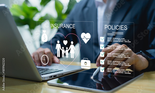 Obraz na plátně Health insurance concept showcasing protection, security, and reliable coverage as part of long-term personal planning and financial well being