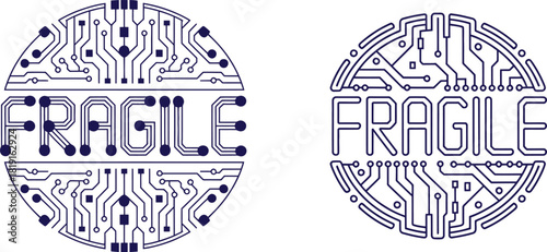 Fragile label with circuit board pattern