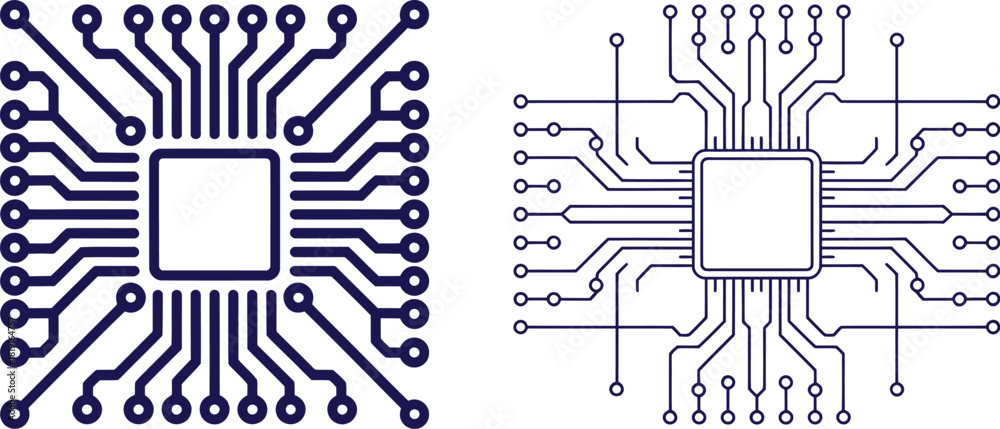 Obraz premium Microchip circuit illustration for tech concepts