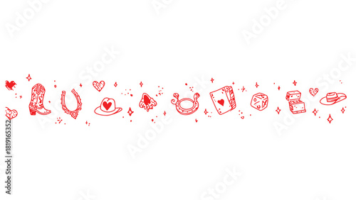 Lucky Cowgirl Party Doodles Border