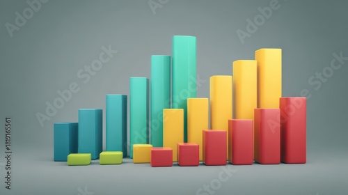 Free Download Vibrant 3D Bar Graph With Colorful Rectangular Bars Representing Data Growth and Analysis in Modern Business Environment - GFXLoad